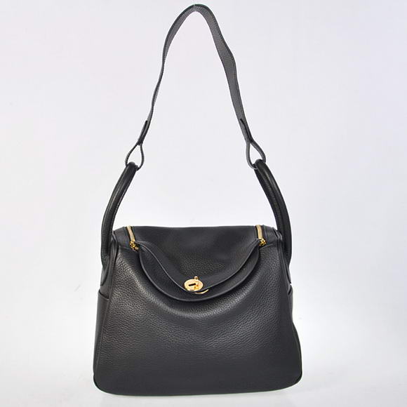 H1057 Hermes Lindy 30CM Havanne Borse 1057 in pelle nera oro